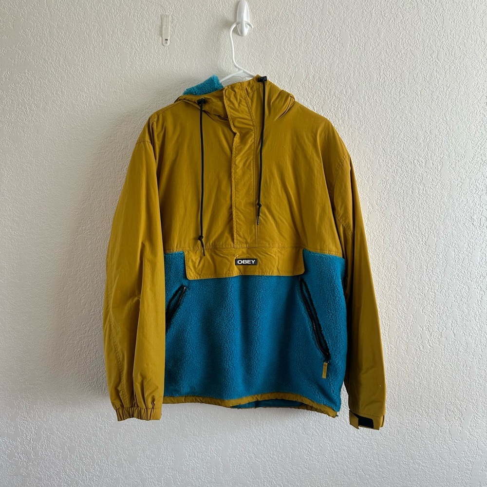 Obey Yellow and Blue Hooded Jacket